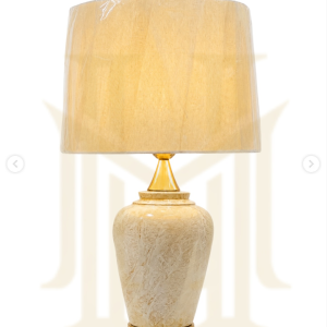 Ceramic Table Lamp Off White Marble (Pair) - Image 2